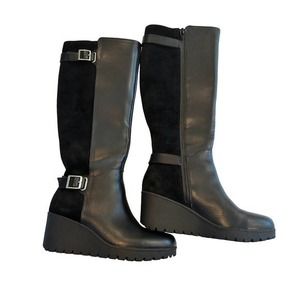 Giani Bernini‎ Sannaa Black 1/2" Platform Knee High Boots Size 5.5M Black